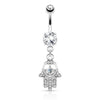 Bauchnabelpiercing Hamsa beweglich Zirkonia Silber