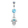 Bauchnabelpiercing Hamsa beweglich Zirkonia Silber