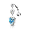 Bauchnabelpiercing Top Down Herz beweglich Zirkonia Silber