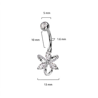 Belly Button Piercing Flower Zirconia