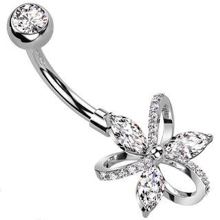 Bauchnabelpiercing Blume Zirkonia