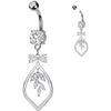 Belly Button Piercing ribbon vine leaf dangle zirconia