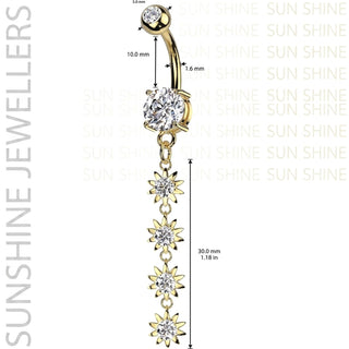 Belly Button Piercing flower zirconia dangle