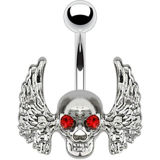 Bauchnabelpiercing Totenkopf Zirkonia Silber