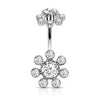 Bauchnabelpiercing Blume Zirkonia Silber Innengewinde