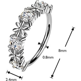 Ring flower round zirconia Bendable