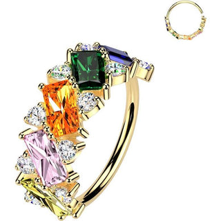 Ring multicolor baguette cut zirconia Bendable
