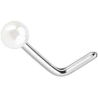 Nasenstecker L-Form Perle Silber