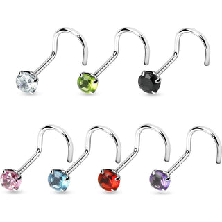 Silver 925 Nose Screw Zirconia Round Silver