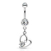 Bauchnabelpiercing Herz beweglich Zirkonia Silber