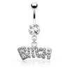 Bauchnabelpiercing BITCH beweglich Zirkonia Silber