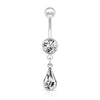 Bauchnabelpiercing Tropfen beweglich Zirkonia Silber