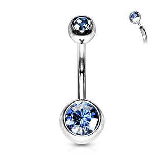 Bauchnabelpiercing Kugel Zirkonia Silber Innengewinde