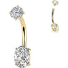 Belly Button Piercing prong set oval cubic zirconia Internally Threaded