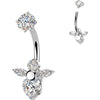 Belly Button Piercing prong set angel cubic zirconia Internally Threaded