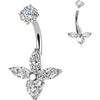 Belly Button Piercing 3 marquise and heart cubic zirconia Internally Threaded