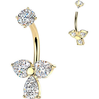 Belly Button Piercing prong set teardrop and heart cubic zirconia Internally Threaded