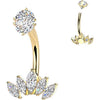 Belly Button Piercing prong set marquise cubic zirconia fan Internally Threaded