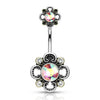 Bauchnabelpiercing Blume Zirkonia Silber