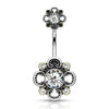 Bauchnabelpiercing Blume Zirkonia Silber