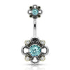 Bauchnabelpiercing Blume Zirkonia Silber