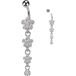 Belly Button Piercing Flower dangle Zirconia