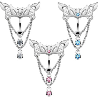 Belly Button Piercing Tribal Zirconia Silver