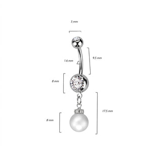 Belly Button Piercing Zirconia dangle Pearl