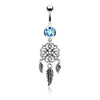 Bauchnabelpiercing Traumfänger Zirkonia Silber