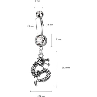 Belly Button Piercing Dragon Zirconia
