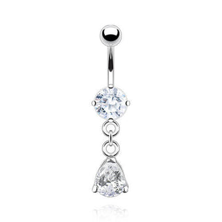 Bauchnabelpiercing Tropfen beweglich Zirkonia Silber