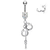 Bauchnabelpiercing Handschellen beweglich Zirkonia Silber