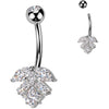 Belly Button Piercing titanium brass leaf marquise cut zirconia