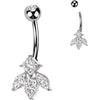 Belly Button Piercing titanium brass marquise cut and diamond cut zirconia