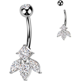 Belly Button Piercing titanium brass marquise cut and diamond cut zirconia