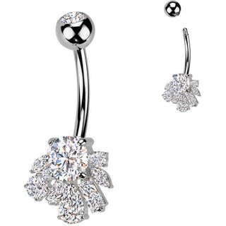Belly Button Piercing titanium brass zirconia cluster