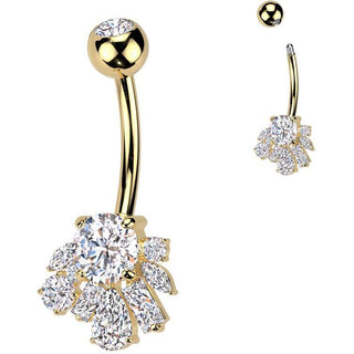 Belly Button Piercing titanium brass zirconia cluster