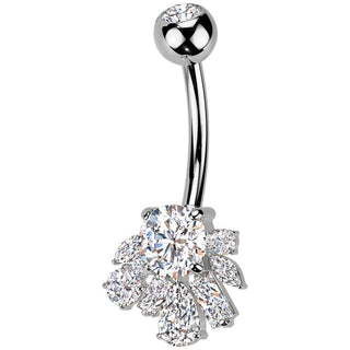 Belly Button Piercing titanium brass zirconia cluster