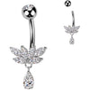 Belly Button Piercing titanium brass zirconia teardrop dangle