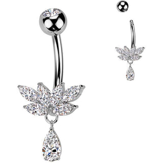Belly Button Piercing titanium brass zirconia teardrop dangle