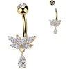 Belly Button Piercing titanium brass zirconia teardrop dangle