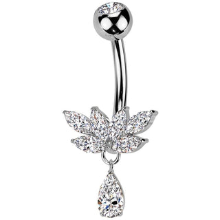 Belly Button Piercing titanium brass zirconia teardrop dangle