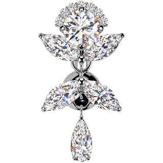 Belly Button Piercing titanium brass top down zirconia dangle