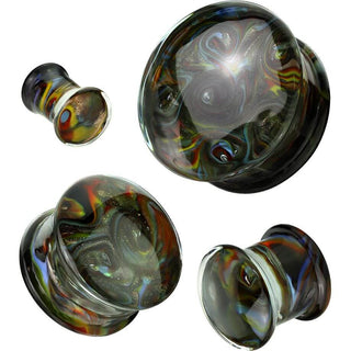Glas Plug Schwarz Weiß mehrfarbig Wirbel Flare