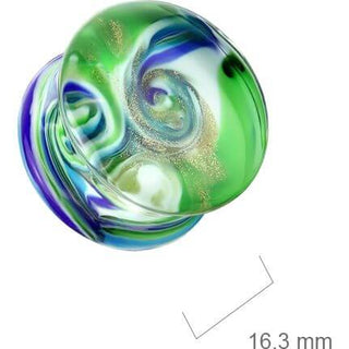 Glas Plug Blau Grün Wirbel Double Flare