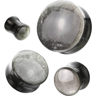 Plug Obsidian Naturstein Double Flare