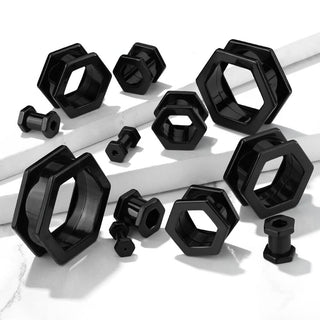 Tunnel Hexagon Schwarz