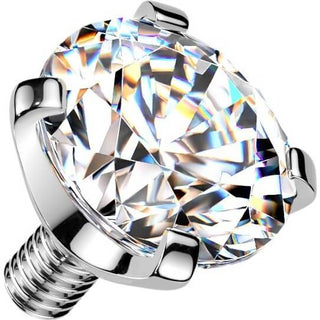 Top Top Prong Setting Cubic Zirconia Internally Threaded