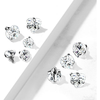 Top top heart zirconia prong setting Internally Threaded