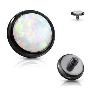 Top top flat round opal bezel setting Internally Threaded